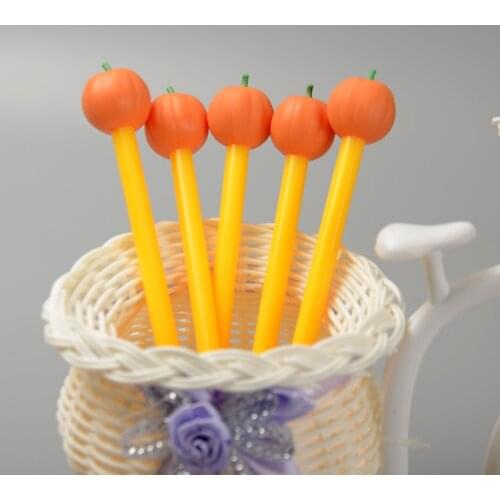 24 Pcs New Creative Pumpkin Head Pen Student Stationery Silica Gel Neutral Pen Moyi Pumpkin Kawaii School Supplies