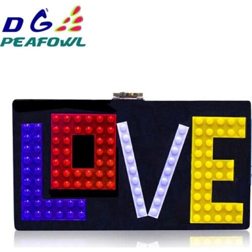 Letter Acrylic Woman Messenger Wallet Lady Evening Bags Fashion Elegant Handbag Casual Shoulder Bag Cute Clutch Wedding Bag