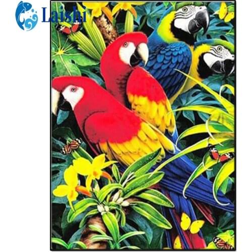 Diamond embroidery Colorful parrot Modern home decor mosaic stitch cross diamond painting full square/round drill,New gift