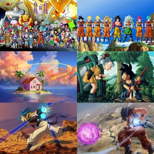 DIY 5D Diamond Painting Japanese Cartoon Anime Goku Diamond Mosaic Cross Stitch Kits Full Drill Embroidery Home Decoration