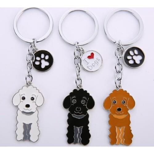 NEW Metal poodle Dog Key Chain Key Ring Bag Charm Man Car Key Holder New Enamel Keychain Jewelry Accessories For Women gifts
