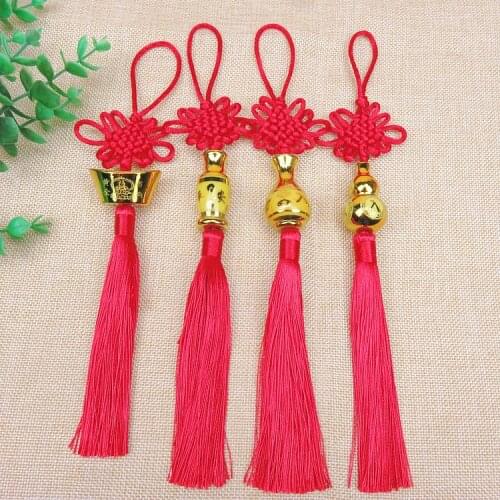 1 Piece,Chinese Knot Pendant Gold Ingot Calabash Small Tassels Bonsai Decoration Festive Gift Pendant