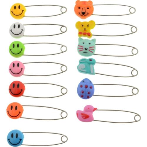 DONYAMY 20 PCs 5.5cm PCsColorful Smile Safety Pins Brooches DIY Crafts Sewing Making Findings Ramdom Color