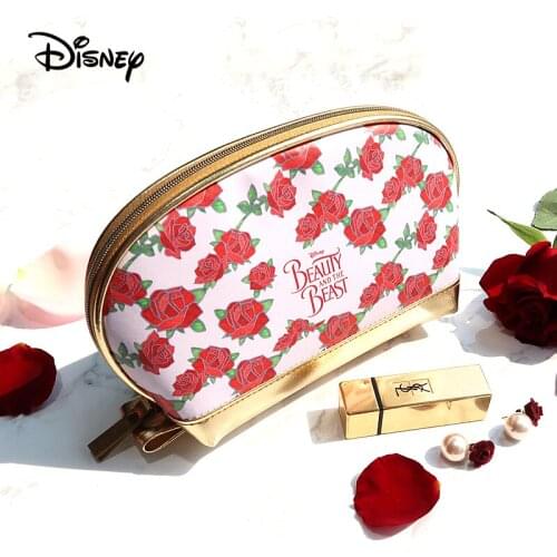Disney Hand-held Lady Bags Beauty and the Beast Large-capacity Shell Bag Simple Makeup Storage Bag Portable Clutch Fashion Gift