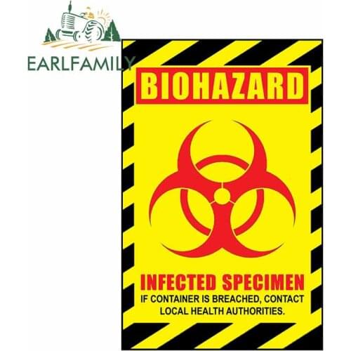 EARLFAMILY 13cm x 8.4cm for Biohazard Specimen Label Zombie Party Camper Truck Decal Personality Creative Car Stickers Decor