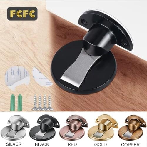 FCFC Magnet Door Stops Stainless Steel Door Stopper Magnetic Door Holder Toilet Glass Door Hidden Doorstop Furniture Hardware