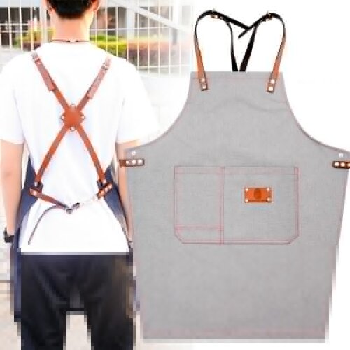 Canvas apron custom logo printing milk tea coffee shop restaurant manicure children Korean fashion men and women overalls
