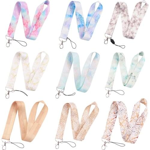 K2621 Marble Lanyards Strap Neck for Key ID Card Holder Key Chain USB Phone Lanyard Badge Holder DIY Hanging Rope