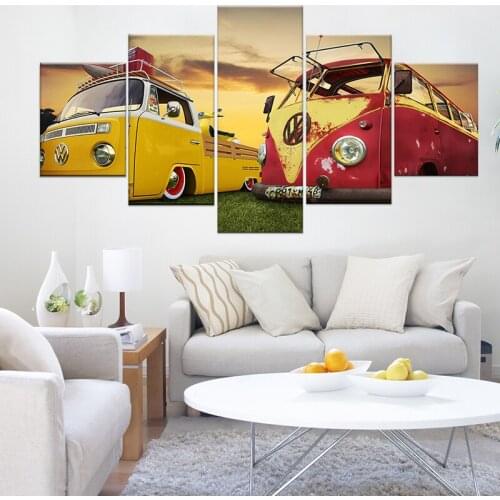 Artwork Modern Home Wall Art Decor Framed Picture HD Prints 5 Pieces Classic Retro Bus Car Truck Painting On Canvas Poster Mural