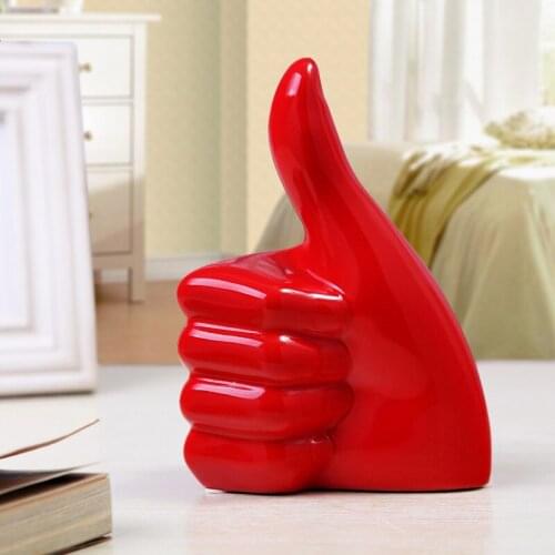 CERAMIC CREATIVE RED THUMB ABSTRACT SCULPTURE FURNISHINGS OFFICE ORNAMENTS WEDDING GIFTS BEDROOM HOME DECORATION ACCESSORIES