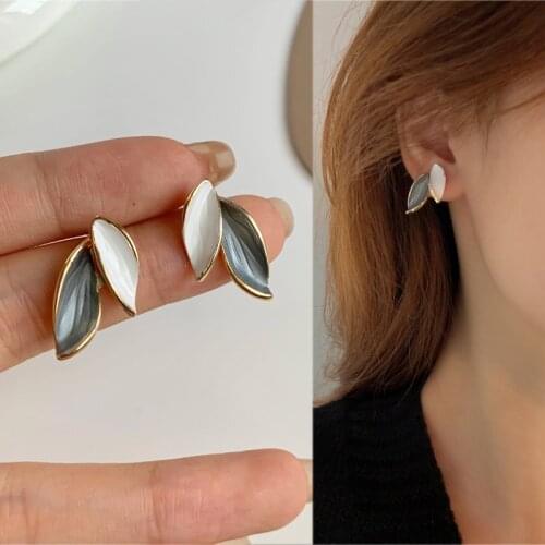 KshmirExquisite Premium Texture Blue White Leaves Stud Earrings Sexy Small Fresh Minority Earrings For Women Party Jewelry Gifts