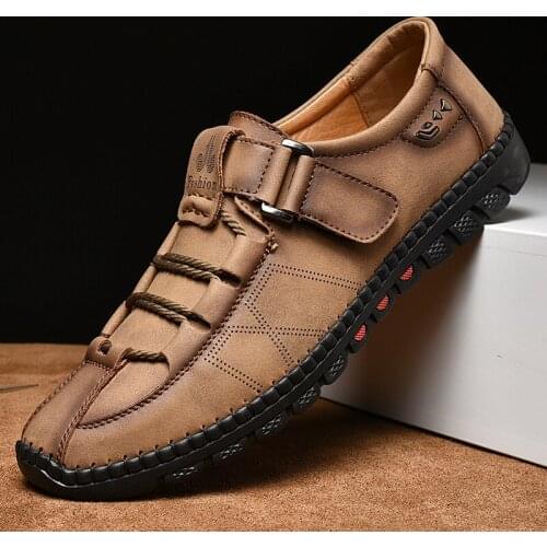 Men Casual Shoes Fashion Sneakers Genuine Leather Mens Loafers Moccasins Breathable Slip on Boat Shoes Adult Footwear