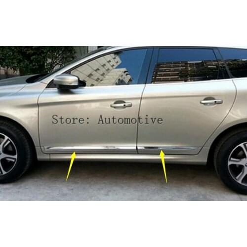 Chrome car door body lower cover mouldings 4pcs For Volvo XC60 2015 2014 2016 2017