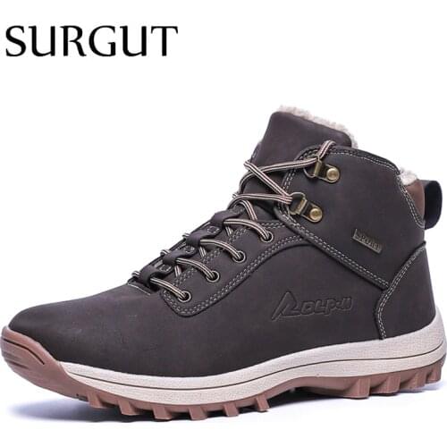 SURGUT 2021 Fashion Winter Snow Boots For Men Male Casual Shoes Adult Quality Rubber High Top Super Warm Plush Warm Ankle Boots