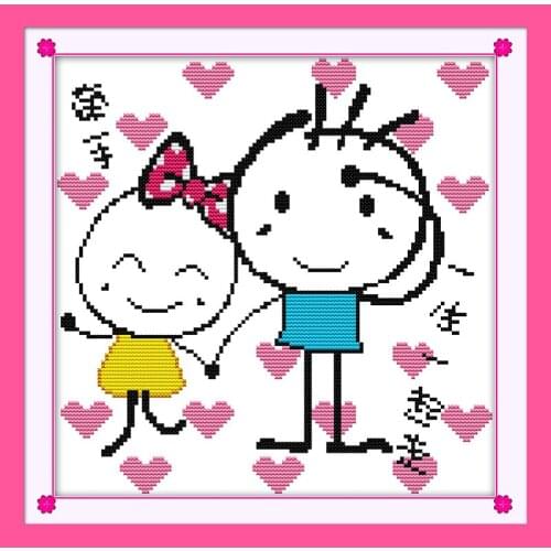 Everlasting Love Hand In Hand A Life Chinese Cross Stitch Kits Ecological Cotton Stamped 11 DIY Gift Wedding Decoration For Home