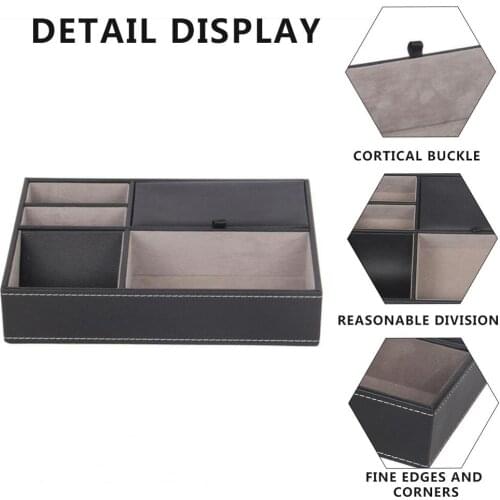 Desk Organizer Leather Office Home Supply Desktop Storage Box Multipurpose Wooden Storage Box For Home/Office