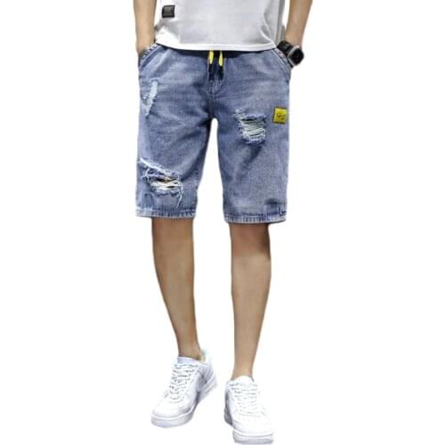 NOVEDAD DE VERANO playa Casual hombres pantalones cortos recto arrancado de la longitud de la rodilla pantalones cortos Denim la