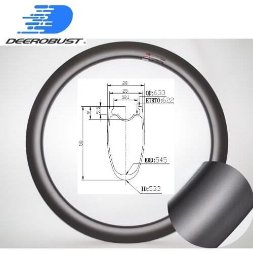 420g 700c 50mm x 25mm UD matte Tubeless Clincher Carbon Bicycle Rims Cyclocross Bike Rim Road Disc CX Wheel 20 24 28 Holes