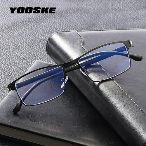 YOOSKE Anti Blue light Reading Glasses Men Optical Computer Glasses Mirror Presbyopia Eyeglasses Anti-Reflective Women Reader