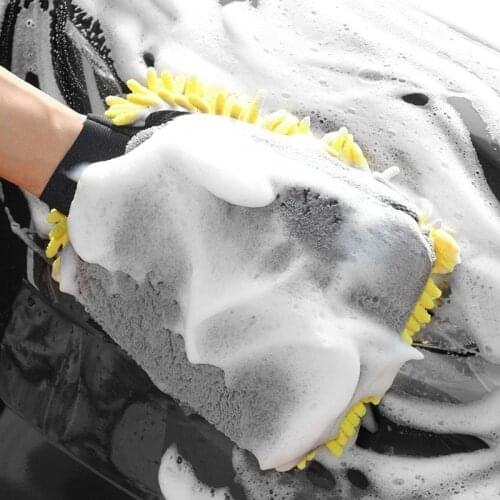 Car Wash Glove Coral Mitt Soft Anti-scratch for Car Wash Multifunction Thick Cleaning Glove Car Wax Detailing Brush Color Random