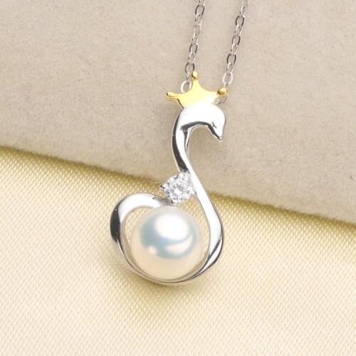 Crown Swan Pendant Holder S925 Sterling Silver Pearl Pendant Settings Women DIY Pendant Jewelry Fittings 3Pieces/Lot