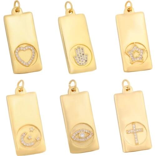 Trendy Gold Charms Inlaid Zirconia Hamsa Heart Pendants For Women Handmade Earrings Necklace Accessories Jewelry Finding