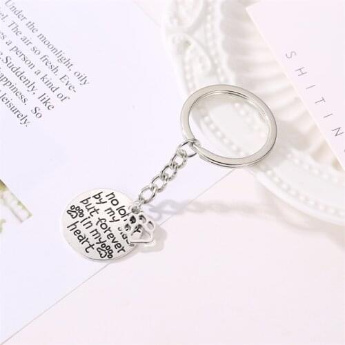 Retro Silver Plated Round Stainless Steel Black English Words Paws Gift Key Chains for Women & Men & Kids