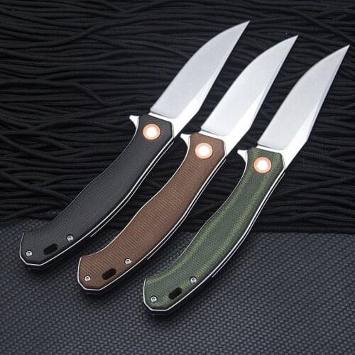 High Hardness Outdoor Folding Knife Linen Handle D2 Steel Exploration Folding Multi-function Camping Survival Knife