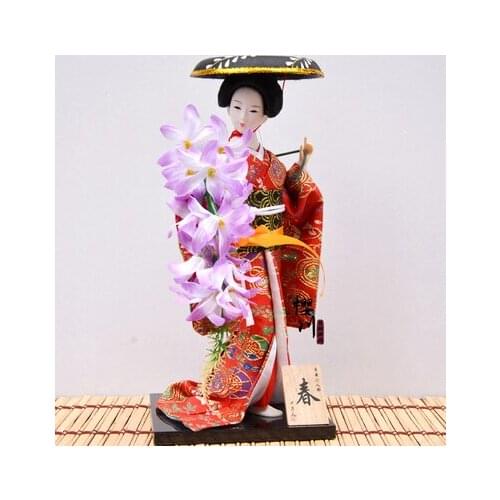 Statuette Home Japanese Geisha Kimono Doll Ornaments Crafts Home Decoration Collectibles Birthday Xmas Gift for Kids Children