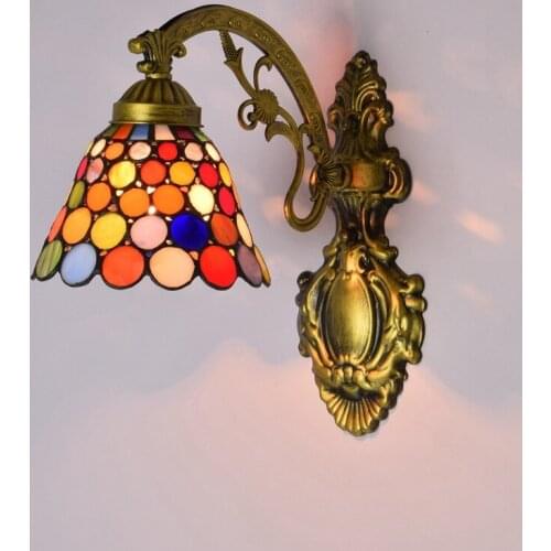 Glass lens headlight restoring ancient ways American pastoral bedside wall lamp corridor I Bohemian glass wall lamp