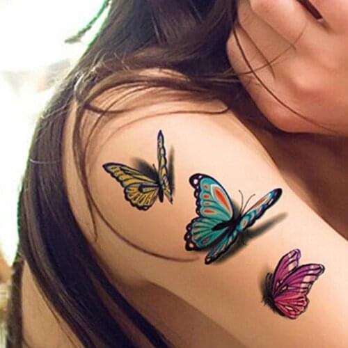 Fashion Butterfly Temporary Tattoos Aesthetic Cute Tatoos Stickers Cool Stuff Hotwife Whore Festival Fake Cheap Things For Body