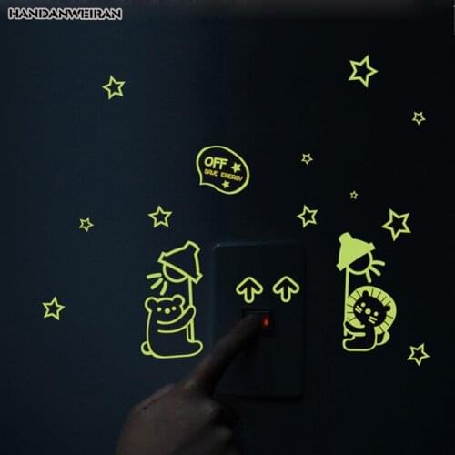 Bear children room bedroom light luminous stickers decorative wall stickers decorative fluorescent switch