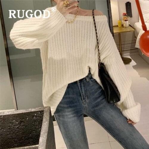 RUGOD Sweet Candy Color Sweater Women Casual Loose O Neck Long Sleeve Pullover Winter Knitted Sweater Lazy Style Pull Femme
