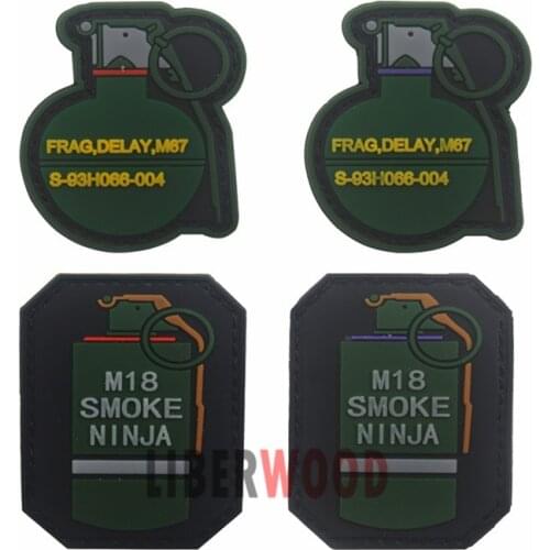TACTICAL ARMY AIRSOFT M18 Smoke Ninja Klett M67 Frag Grenade Patch Badge