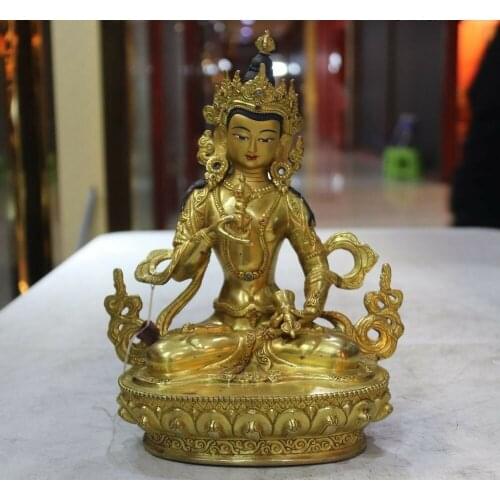 Tibet Tempel Old Copper Gold Gilt Vajradhara Vajrasattva Buddha Kwan-Yin Statue
