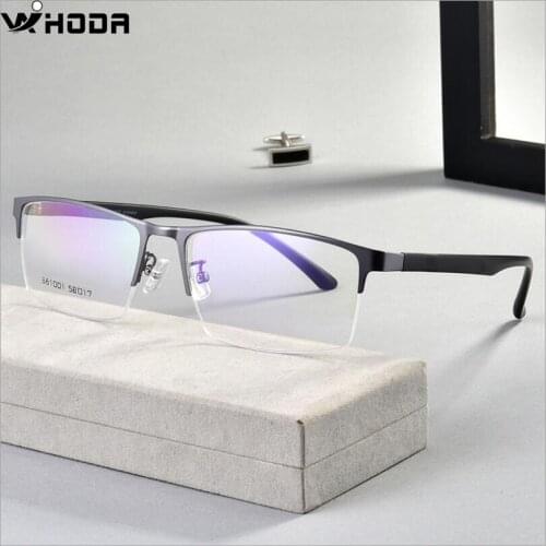 Ultralight Mens Half Frame Metal Steel Optical Glasses Frames for Myopia ,Prescription Eyewear Glasses Frame for Business Males