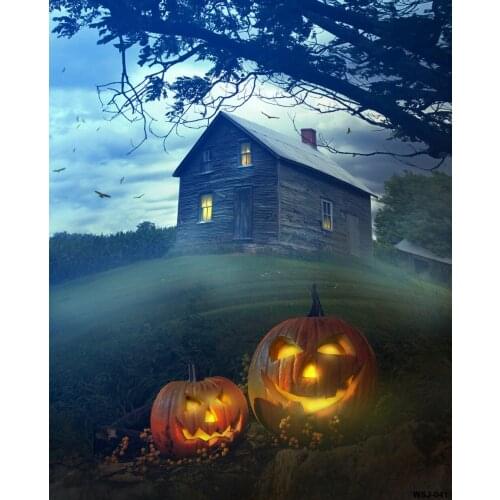 VinylBDS Backdrops Photography Halloween Party Wood House Photo Studio Background For Children Fire Pumpkin Photography