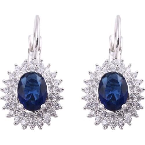 Vintage Oval Zircon Earrings Piercing Hoop Earrings Retro Ethnic Statement Drop Ear Earring copper Hoop Clip