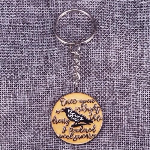 The Raven Enamel Keyring Edgar Allan Poe Gothic Literature Collection keychain for book lovers