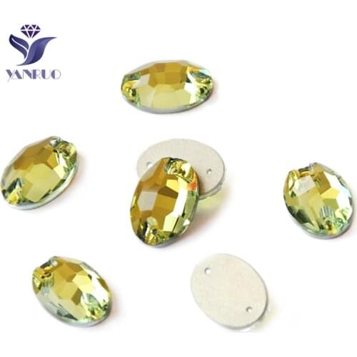 YANRUO 3210 Oval Light Topaz Sew On Stones Glass Rhinestones Flatback Crystal Dresses Stones For Wedding Dresses