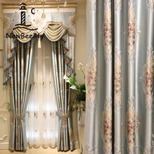 Customized Curtains for Living Room European Style High-precision Embossed Jacquard Semi- Blackout Curtain Bedroom Dining Room