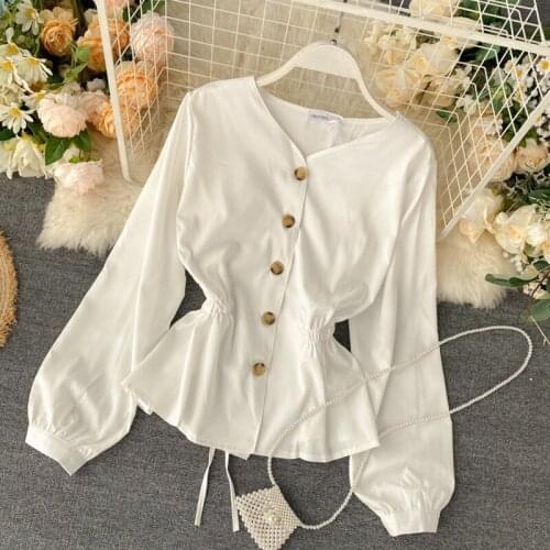 Office Ladies V-Neck Blouse Summer Long Sleeve Women Blosues Female Casual Shirts Tops