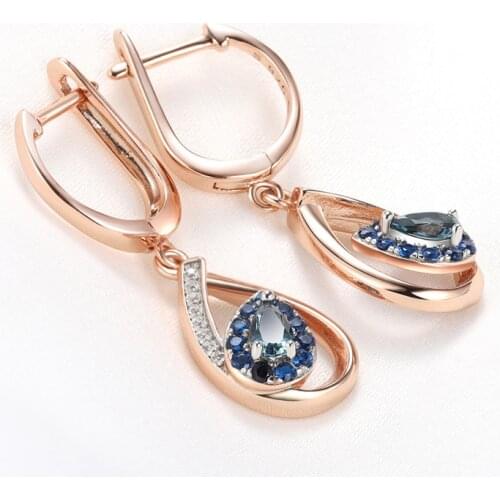 Silver Earrings for Women 925 Sterling Silver London Blue Topaz Earrings Drop Rose Gold Two-tone Plated Luxury Fine Jewelry