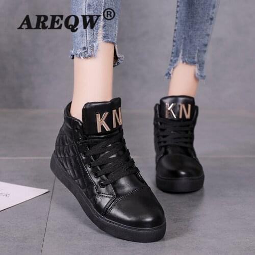 New Style Inner Heightening Platform Casual Shoes High-top Womens Shoes Lace-up Womens Boots