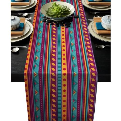 1pcs Striped Ethnic Style Modern Table Runners For Wedding Party Chirstmas Table Cover Hotel Home Table Decoration