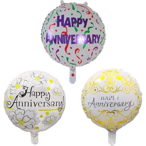 10pcs 18inch Happy Anniversary Foil Balloons Birthday Party Decoration Balloons Wedding Party Supplies Inflatable Air Gobos Ball