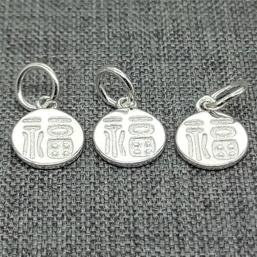 10 Pieces 925 Sterling Silver Good Fortune Tag Charms Chinese Good Fortune