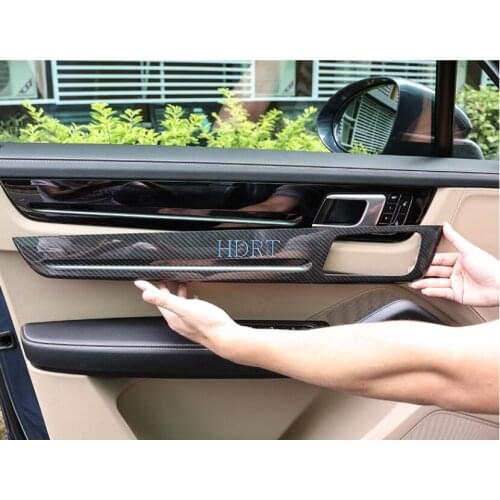4 Pcs / Lot For Porsche Cayenne 2018 2019 2020 2021 Carbon Fiber Interior Door Handle Panel Decoration Cover