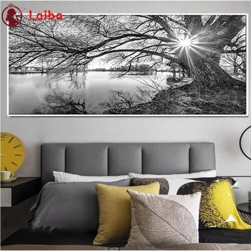 Diamond embroidery black white big tree landscape 5D DIY full diamond painting square round drill gift,mosaic large size decor
