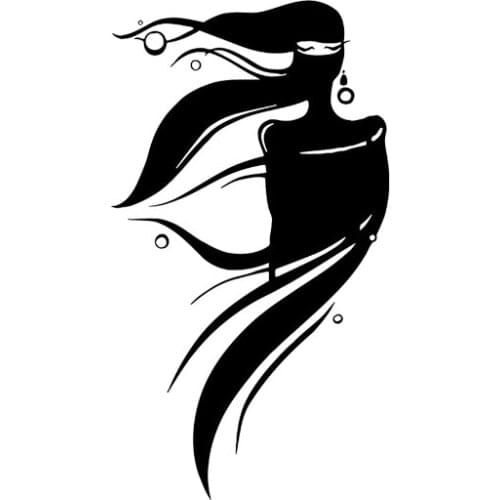 Car Sticker Creative Oriental Girl Woman Silhouette Beautiful Car Sticker Car Decoration PVC Sticker Black/White, 13cm*10cm